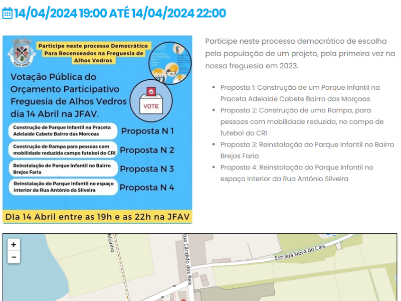 Sites Para Juntas de Freguesia Evento